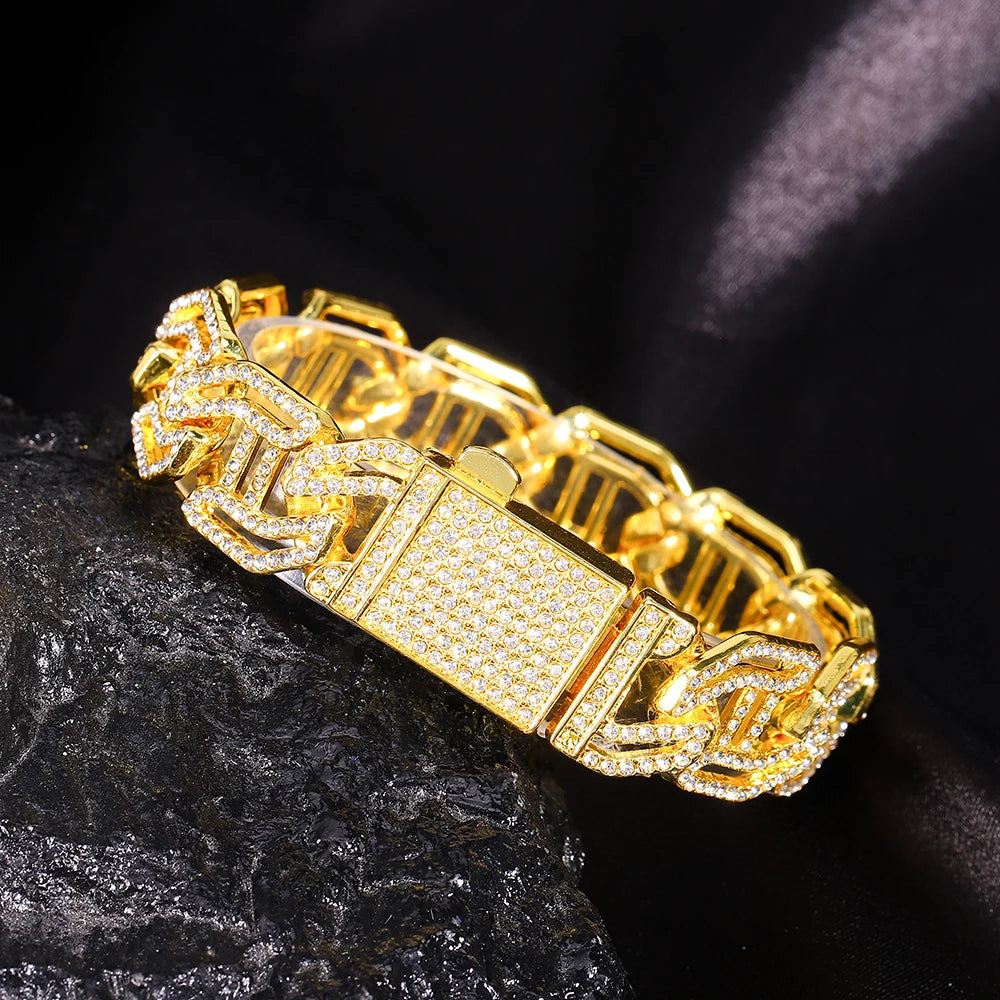 New Hip Hop Shiny Cuban Link Chain Bracelet