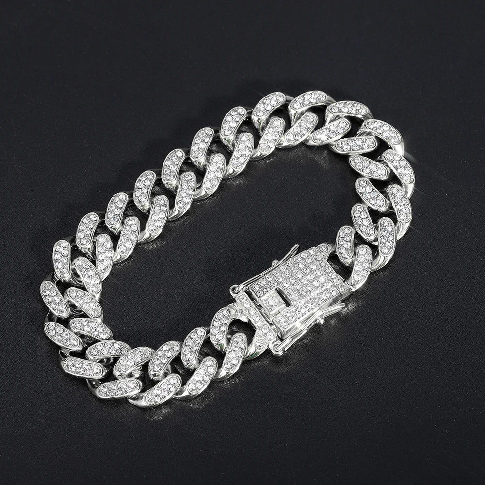 New Hip Hop Shiny Cuban Link Chain Bracelet