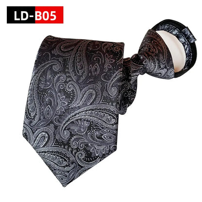 Pre-tied Necktie For Men Women Paisley Style Zipper