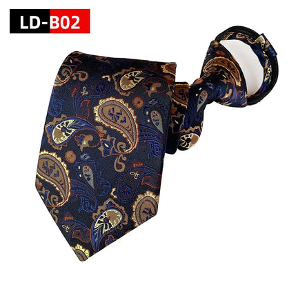 Pre-tied Necktie For Men Women Paisley Style Zipper