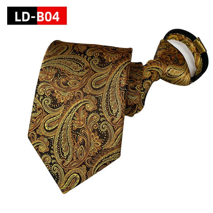 Pre-tied Necktie For Men Women Paisley Style Zipper