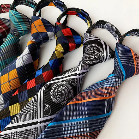 Pre-tied Necktie For Men Women Paisley Style Zipper